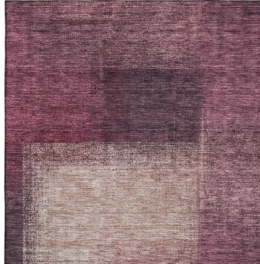 Plum And Beige Abstract Washable Area Rug With UV Protection Photo 7
