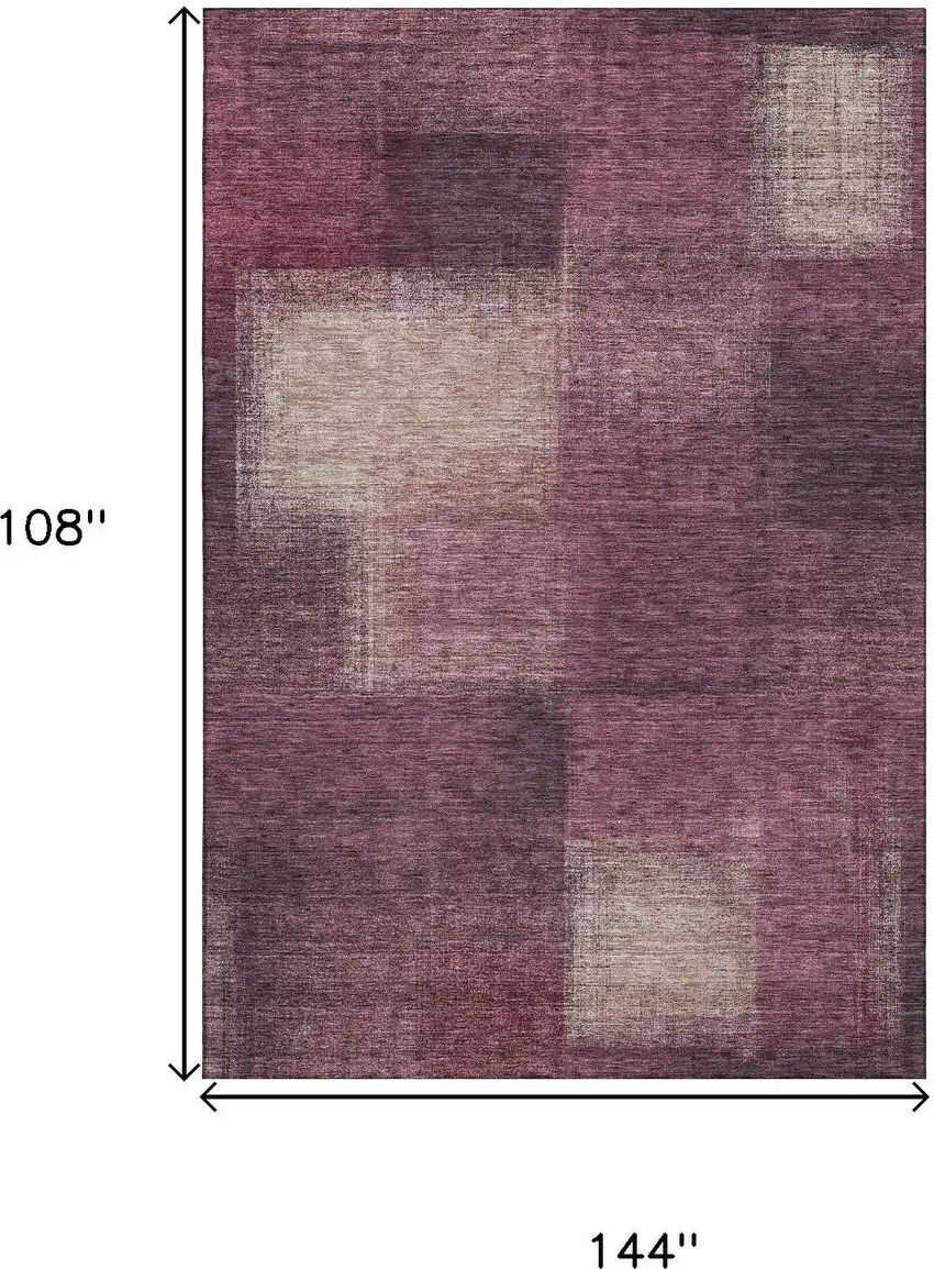 Plum And Beige Abstract Washable Area Rug With UV Protection Photo 6