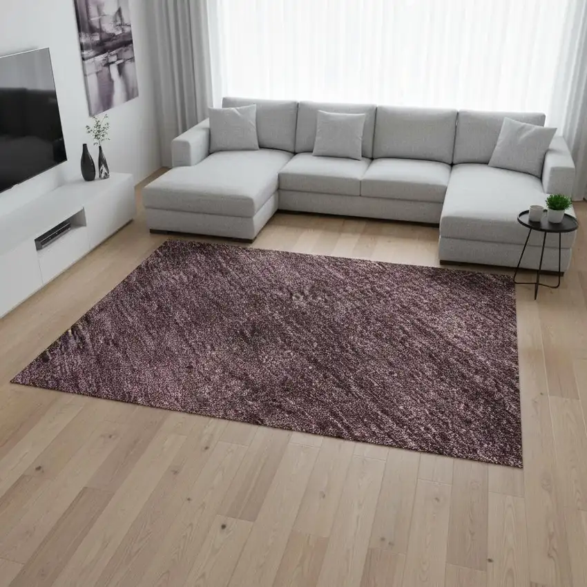 Plum And Beige Abstract Washable Area Rug With UV Protection Photo 2