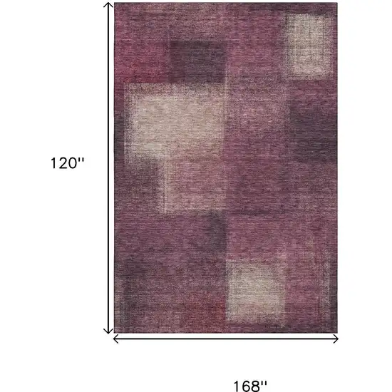 Plum And Beige Abstract Washable Area Rug With UV Protection Photo 3