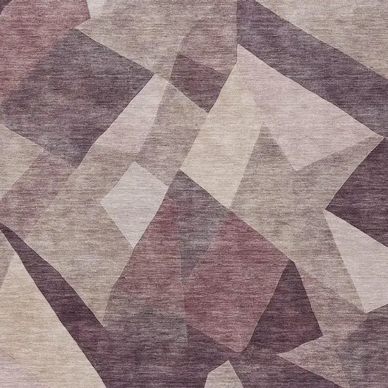 Plum And Beige Abstract Washable Indoor Outdoor Area Rug Photo 2