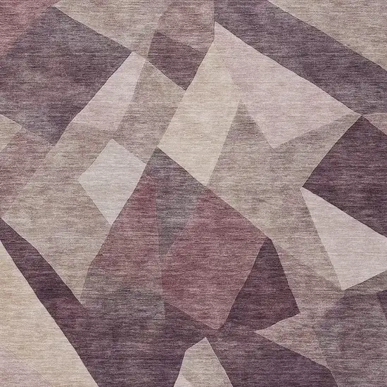 Plum And Beige Abstract Washable Indoor Outdoor Area Rug Photo 2