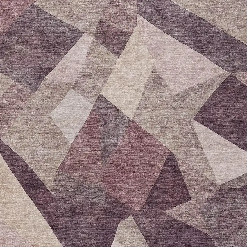 Plum And Beige Abstract Washable Indoor Outdoor Area Rug Photo 2