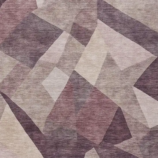 Plum And Beige Abstract Washable Indoor Outdoor Area Rug Photo 2