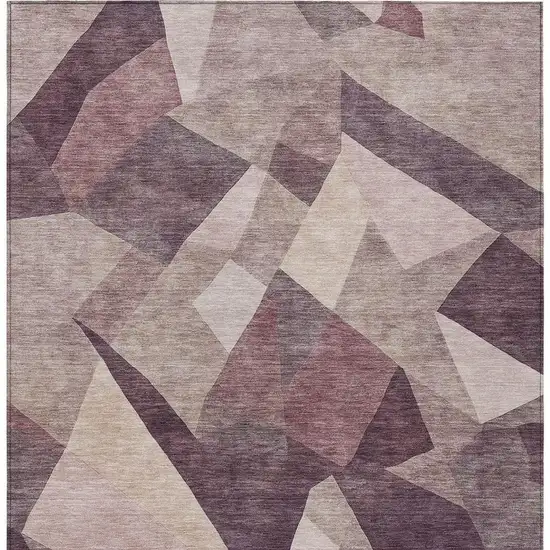 Plum And Beige Abstract Washable Indoor Outdoor Area Rug Photo 3