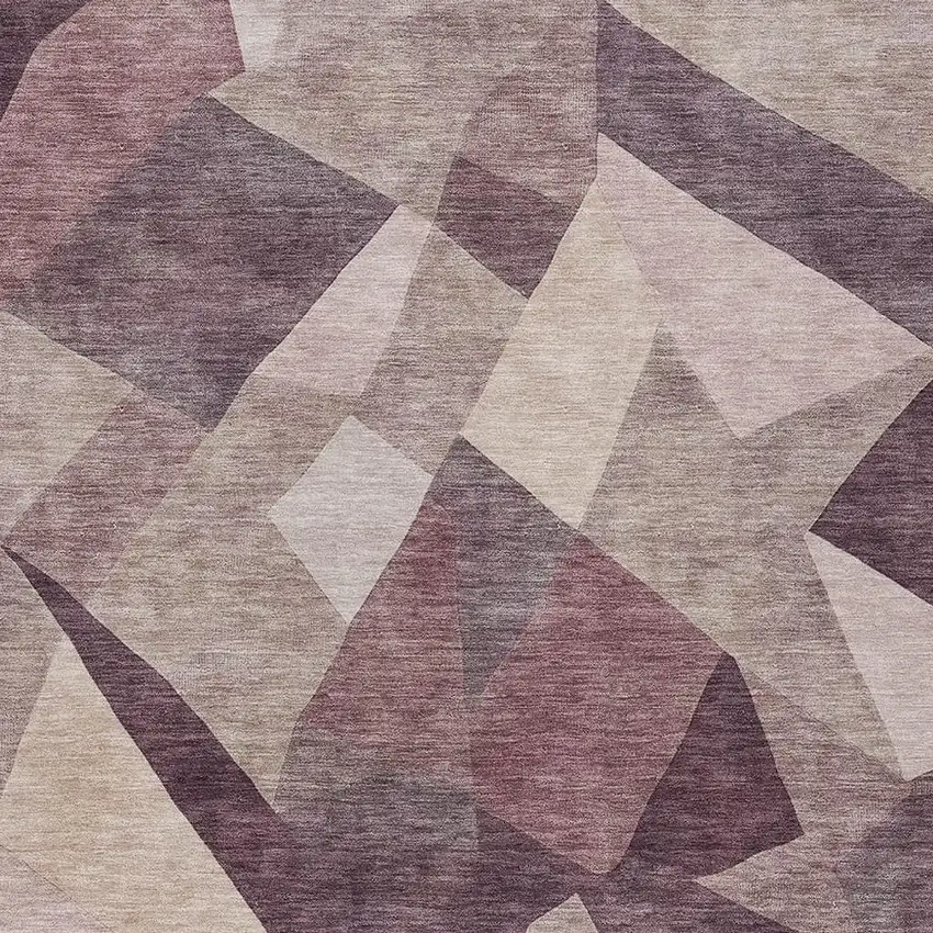 Plum And Beige Abstract Washable Indoor Outdoor Area Rug Photo 2