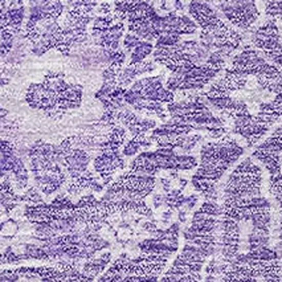 Plum And Beige Floral Washable Area Rug With UV Protection Photo 2