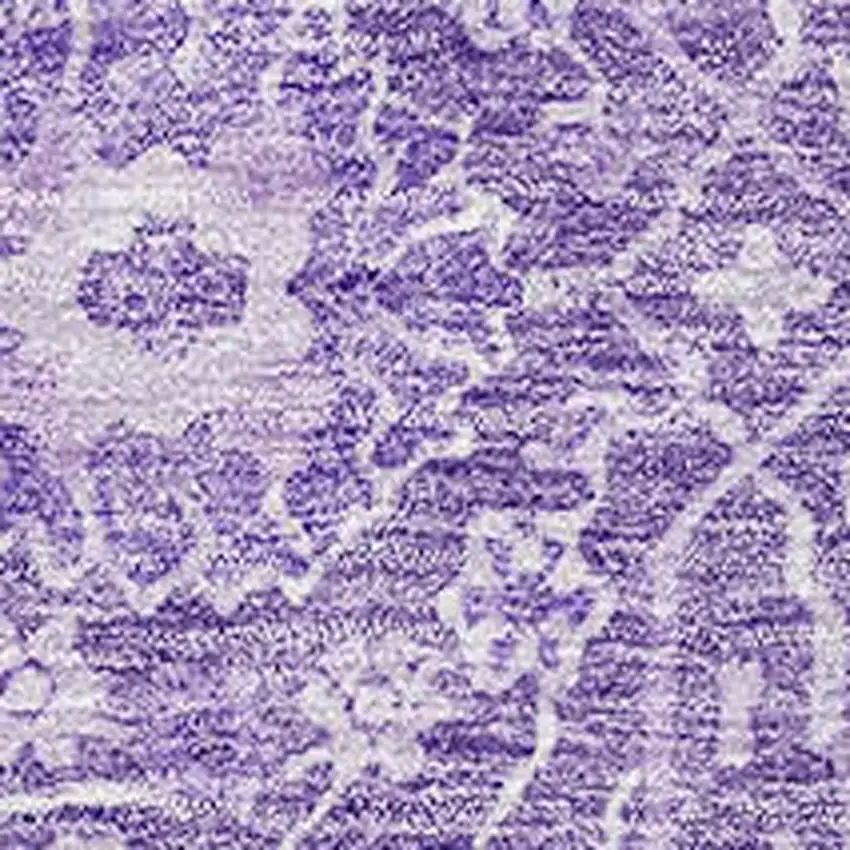 Plum And Beige Floral Washable Area Rug With UV Protection Photo 2