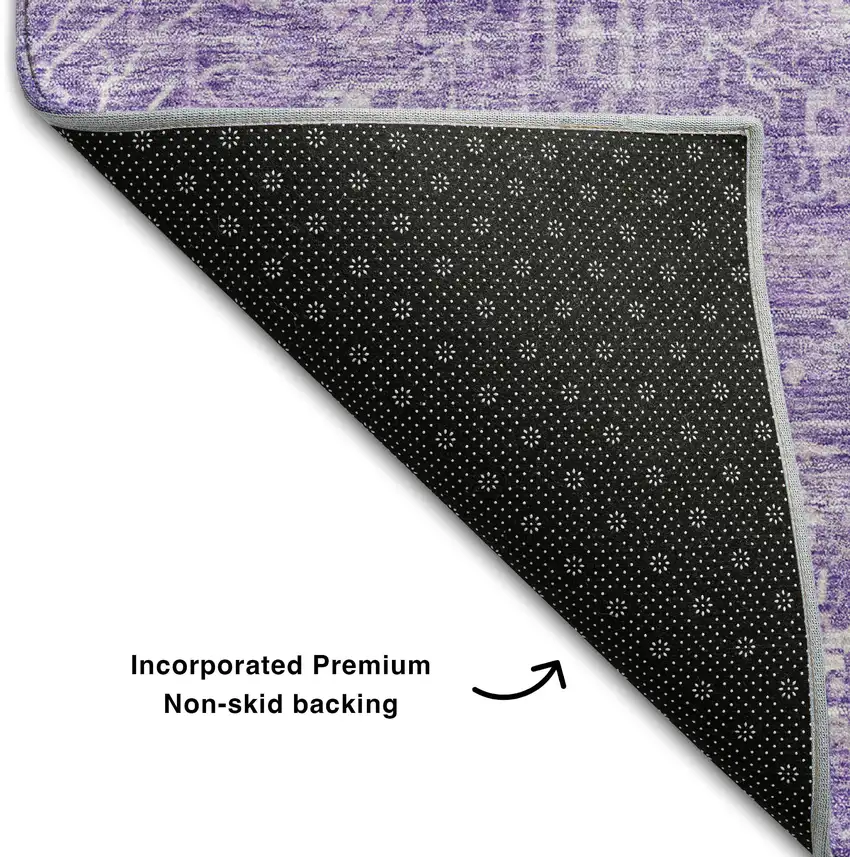 Plum And Beige Floral Washable Area Rug With UV Protection Photo 5