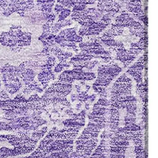 Plum And Beige Floral Washable Area Rug With UV Protection Photo 2