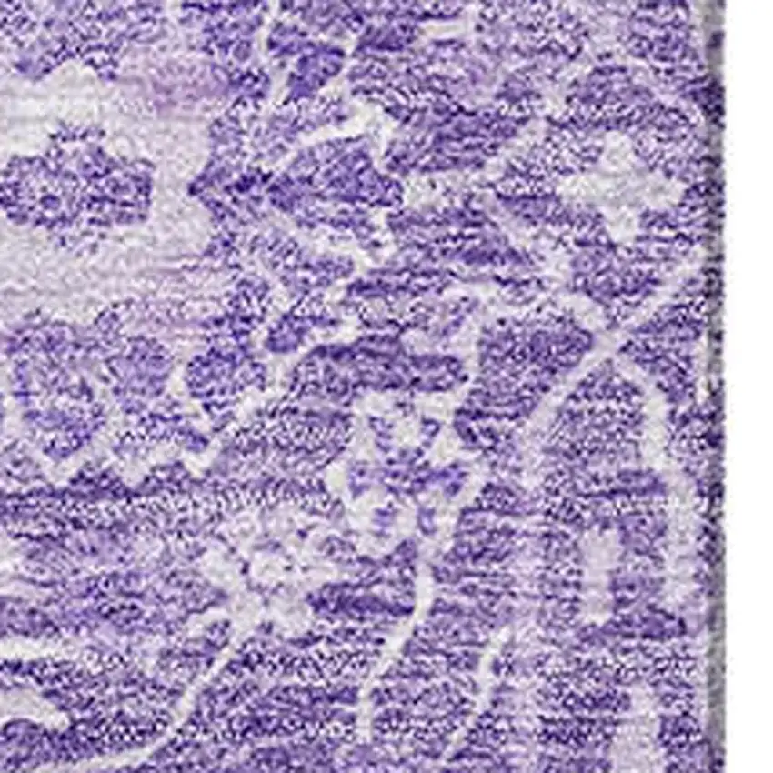 Plum And Beige Floral Washable Area Rug With UV Protection Photo 2