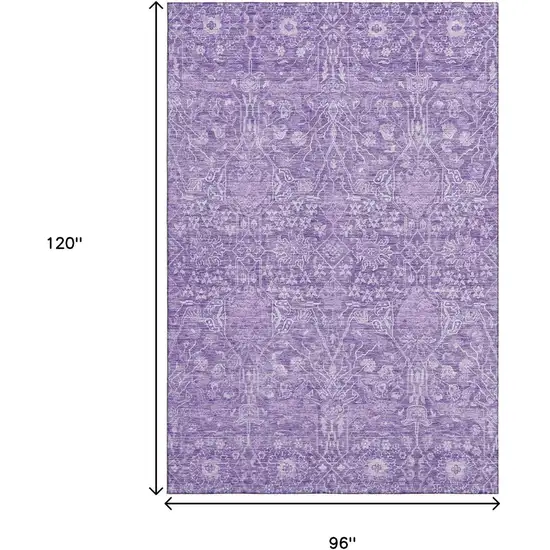 Plum And Beige Floral Washable Area Rug With UV Protection Photo 6
