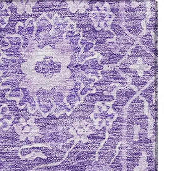 Plum And Beige Floral Washable Area Rug With UV Protection Photo 3