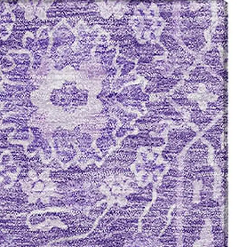 Plum And Beige Floral Washable Area Rug With UV Protection Photo 3