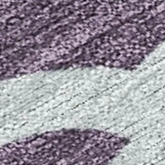 Plum And Blue Botanical Leaves Washable Indoor Outdoor Area Rug Photo 2