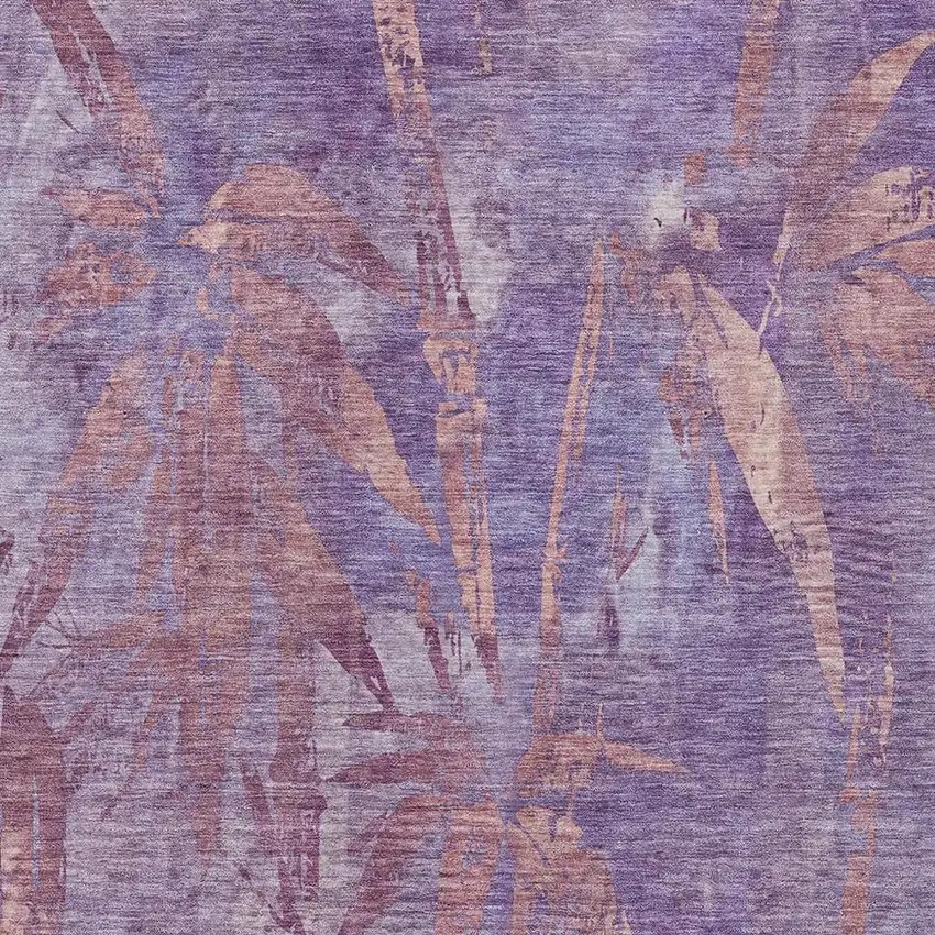 Plum And Blush Botanical Leaves Washable Indoor Outdoor Area Rug Photo 4