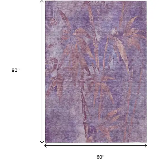 Plum And Blush Botanical Leaves Washable Indoor Outdoor Area Rug Photo 9
