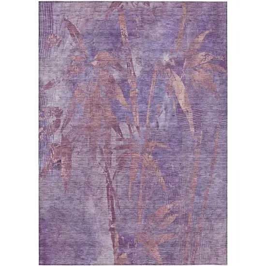 Plum And Blush Botanical Leaves Washable Indoor Outdoor Area Rug Photo 2