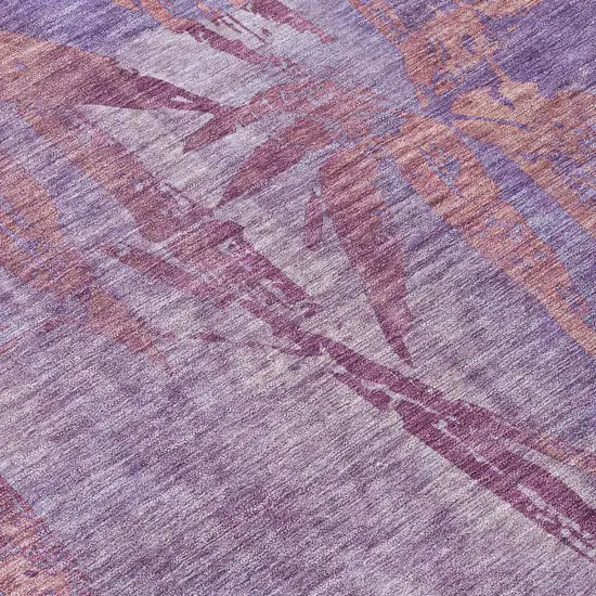 Plum And Blush Botanical Leaves Washable Indoor Outdoor Area Rug Photo 7