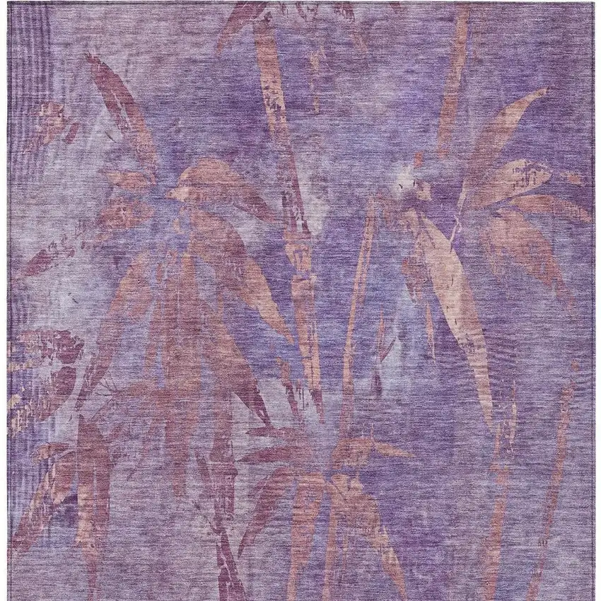 Plum And Blush Botanical Leaves Washable Indoor Outdoor Area Rug Photo 6