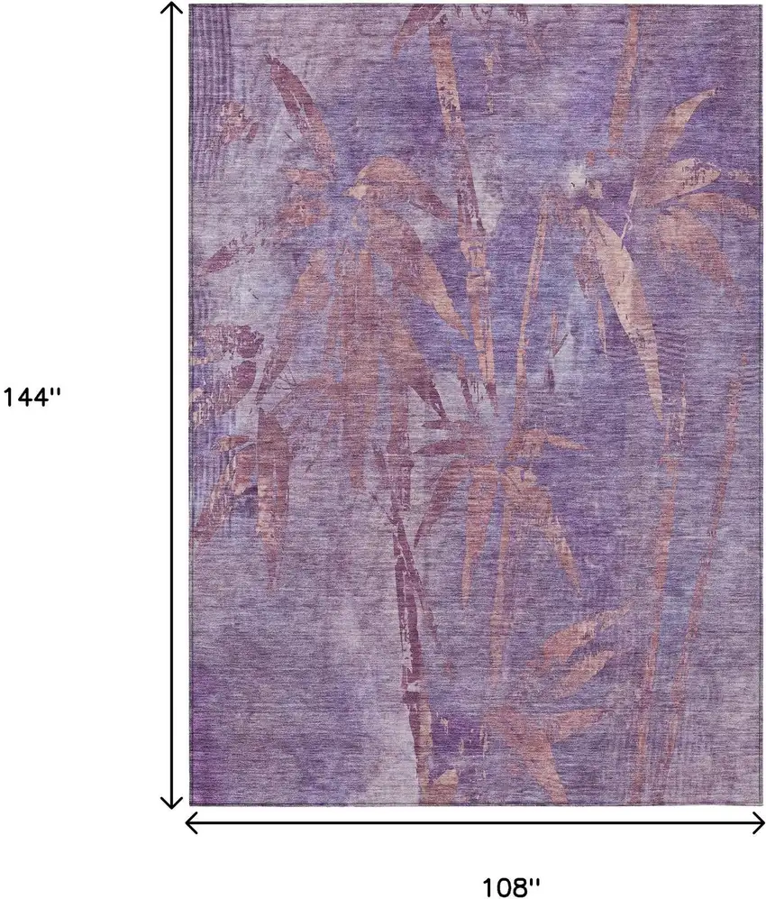 Plum And Blush Botanical Leaves Washable Indoor Outdoor Area Rug Photo 3
