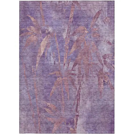 Plum And Blush Botanical Leaves Washable Indoor Outdoor Area Rug Photo 4