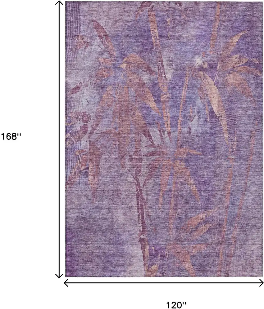 Plum And Blush Botanical Leaves Washable Indoor Outdoor Area Rug Photo 3