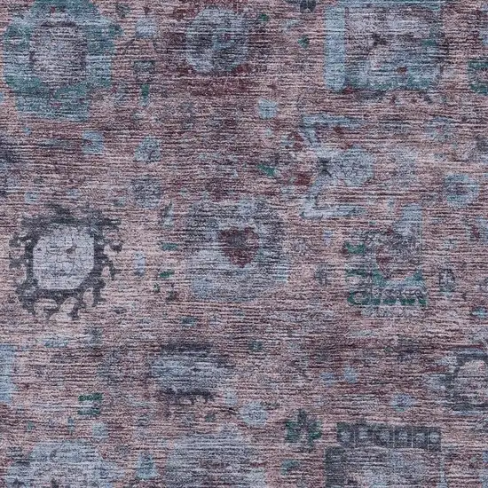 Plum And Brown Abstract Washable Indoor Outdoor Area Rug Photo 2