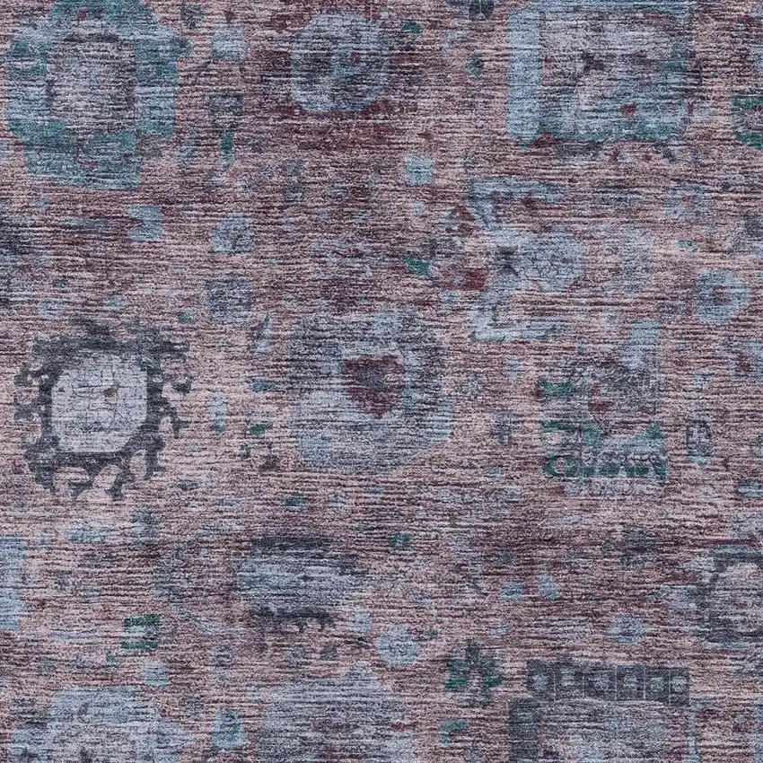 Plum And Brown Abstract Washable Indoor Outdoor Area Rug Photo 2