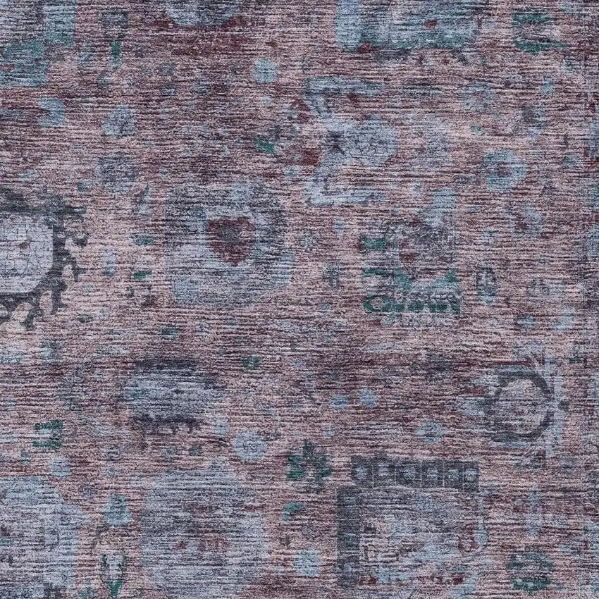 Plum And Brown Abstract Washable Indoor Outdoor Area Rug Photo 2