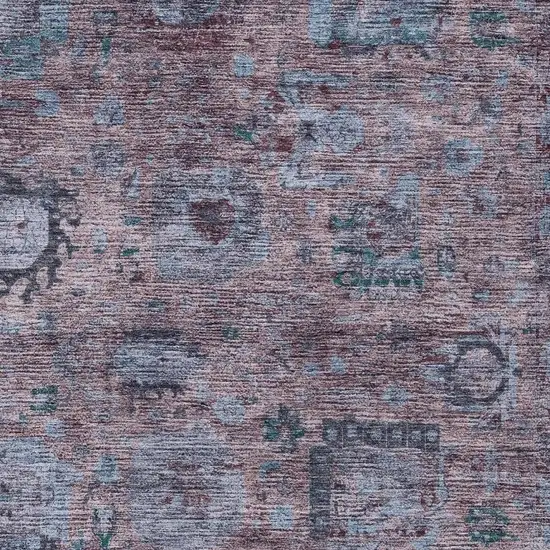 Plum And Brown Abstract Washable Indoor Outdoor Area Rug Photo 2