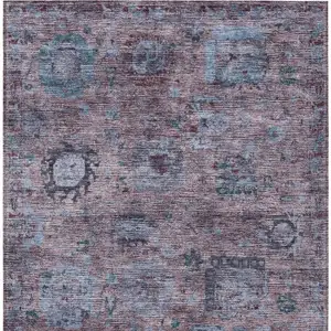 Photo of Plum And Brown Abstract Washable Indoor Outdoor Area Rug