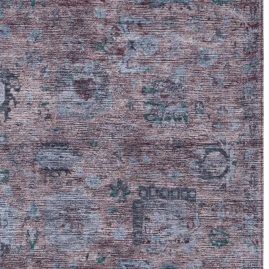 Plum And Brown Abstract Washable Indoor Outdoor Area Rug Photo 2