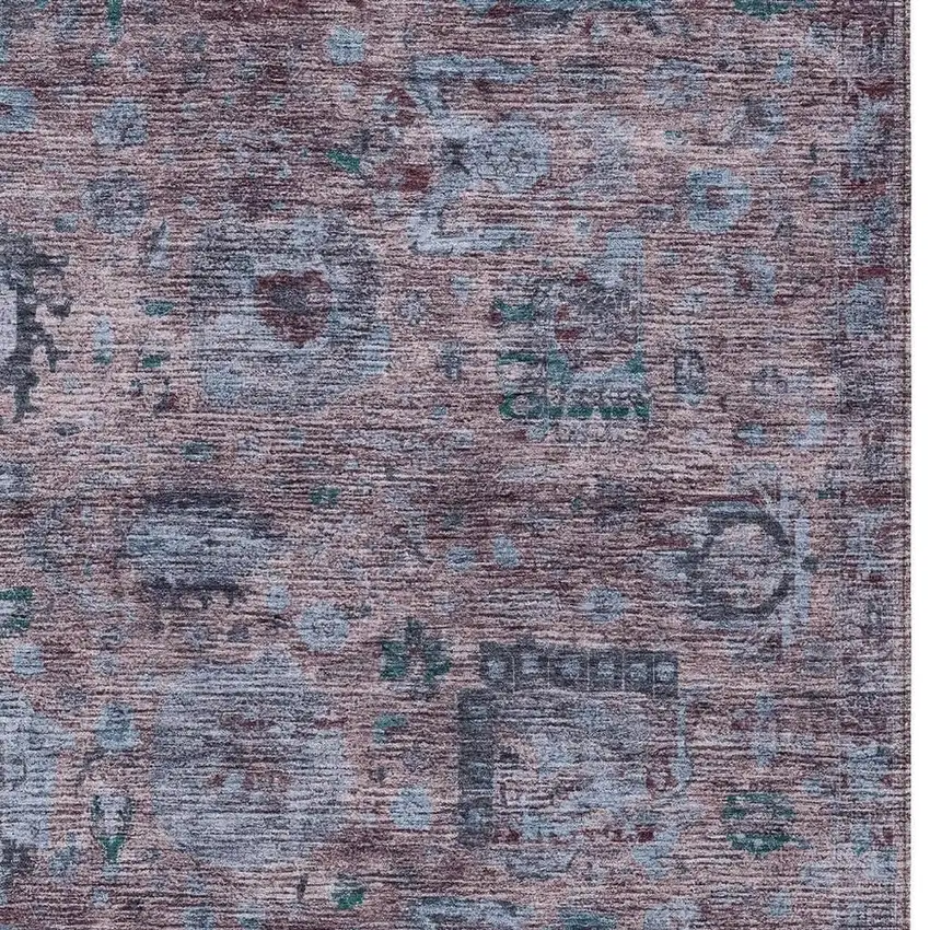 Plum And Brown Abstract Washable Indoor Outdoor Area Rug Photo 2