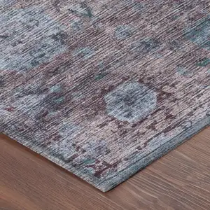 Photo of Plum And Brown Abstract Washable Indoor Outdoor Area Rug