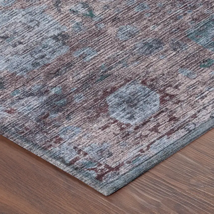 Plum And Brown Abstract Washable Indoor Outdoor Area Rug Photo 8