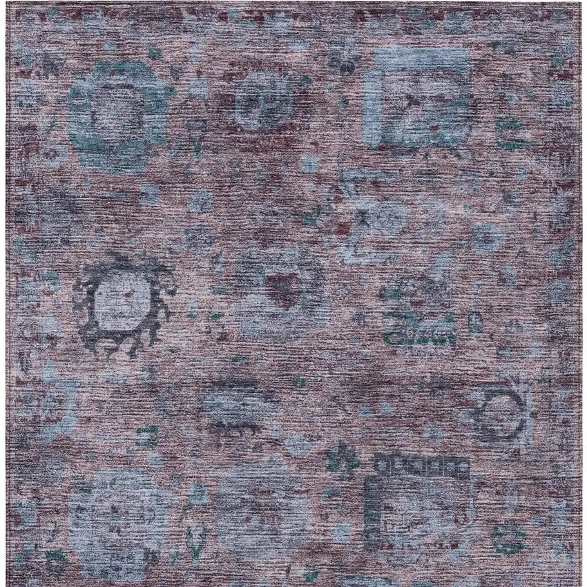 Plum And Brown Abstract Washable Indoor Outdoor Area Rug Photo 3