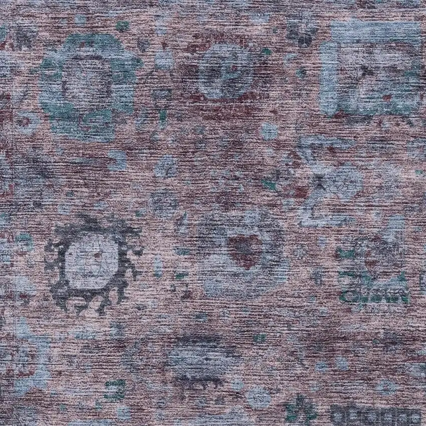 Plum And Brown Abstract Washable Indoor Outdoor Area Rug Photo 2