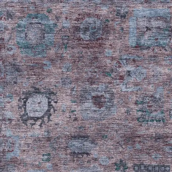 Plum And Brown Abstract Washable Indoor Outdoor Area Rug Photo 2