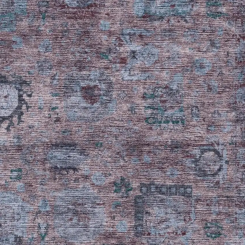 Plum And Brown Abstract Washable Indoor Outdoor Area Rug Photo 2