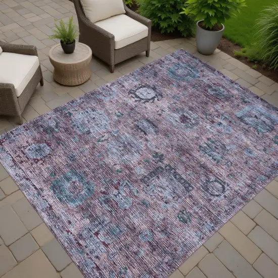 Plum And Brown Abstract Washable Indoor Outdoor Area Rug Photo 7