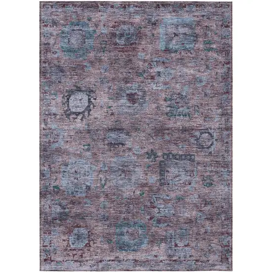 Plum And Brown Abstract Washable Indoor Outdoor Area Rug Photo 1