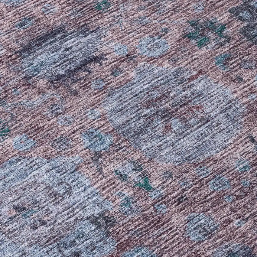 Plum And Brown Abstract Washable Indoor Outdoor Area Rug Photo 9