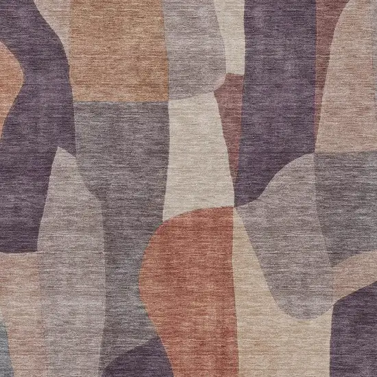 Plum And Copper Abstract Washable Indoor Outdoor Area Rug Photo 2