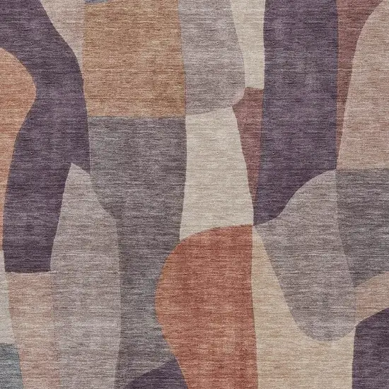 Plum And Copper Abstract Washable Indoor Outdoor Area Rug Photo 2