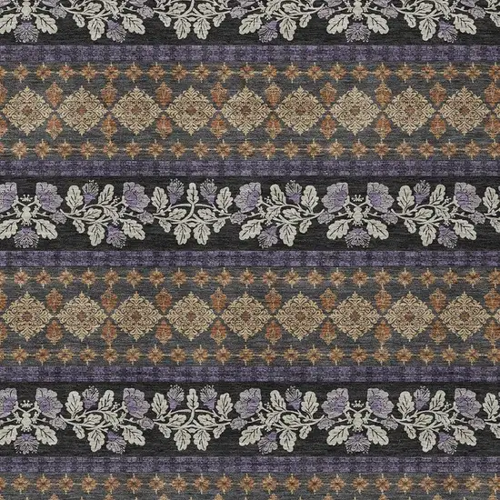 Plum And Copper Striped Washable Indoor Outdoor Area Rug Photo 2