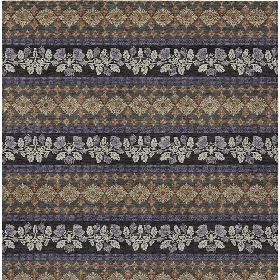 Plum And Copper Striped Washable Indoor Outdoor Area Rug Photo 3