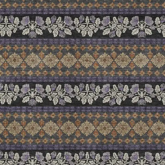 Plum And Copper Striped Washable Indoor Outdoor Area Rug Photo 2