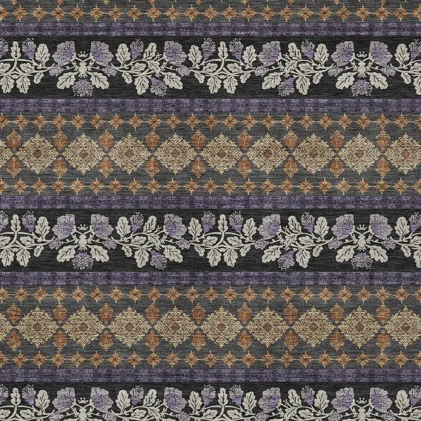Plum And Copper Striped Washable Indoor Outdoor Area Rug Photo 2