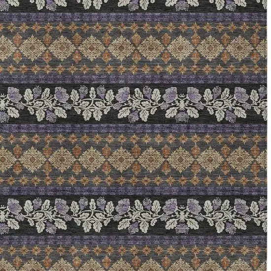 Plum And Copper Striped Washable Indoor Outdoor Area Rug Photo 2